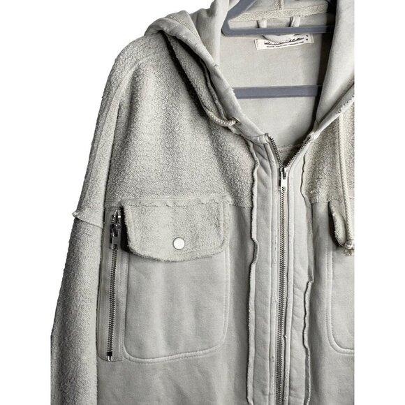 Free People Britney Cardi Jacket Hooded Sweatshirt Zip Front Oatmeal Size M NWT - Picture 5 of 10